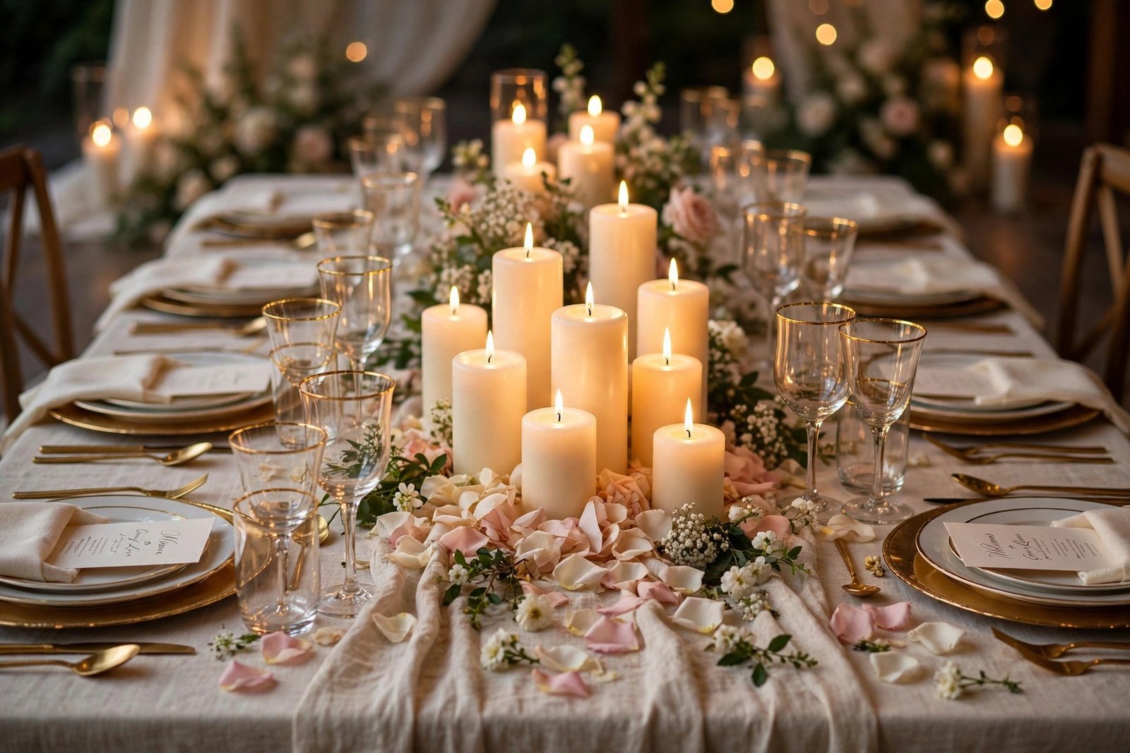 Candle cluster wedding centerpiece