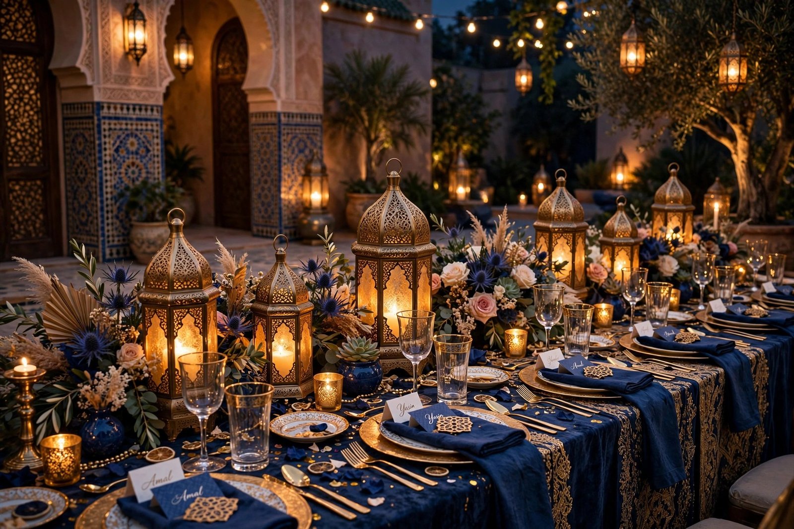 Moroccan lantern wedding centerpiece