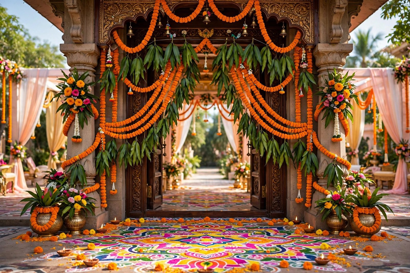 Marigold toran wedding entrance