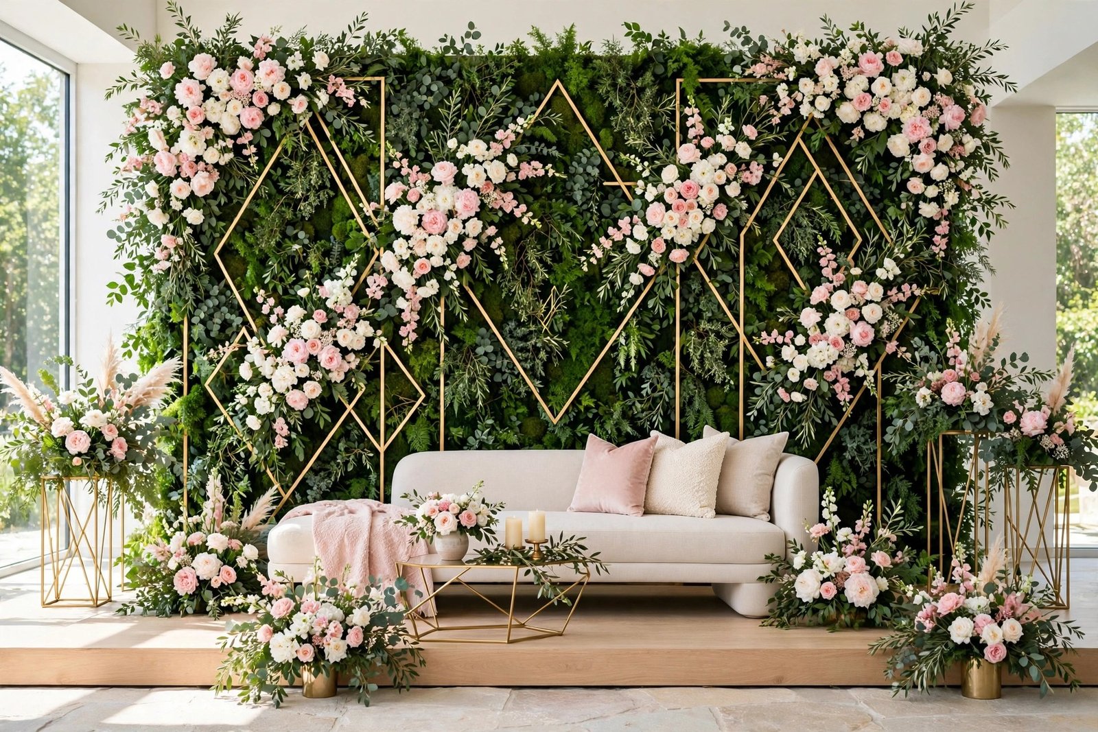 Greenery wall wedding stage