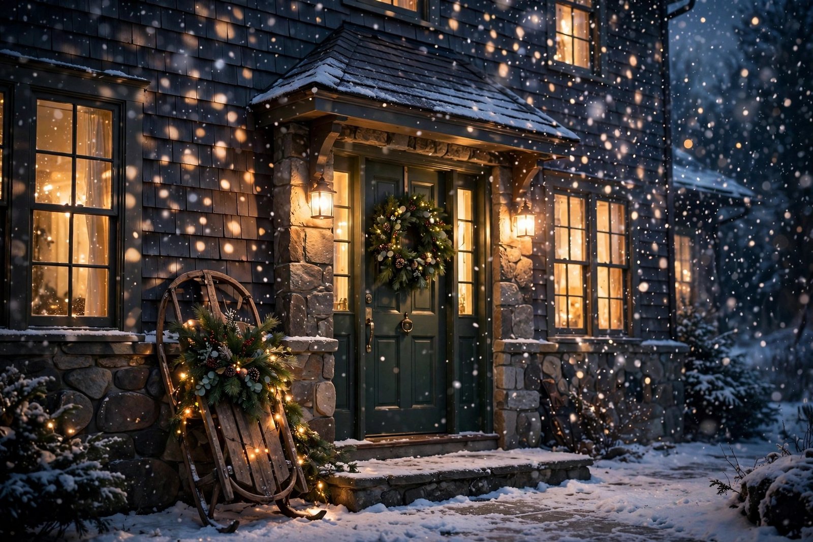 Snowfall projection winter entrance
