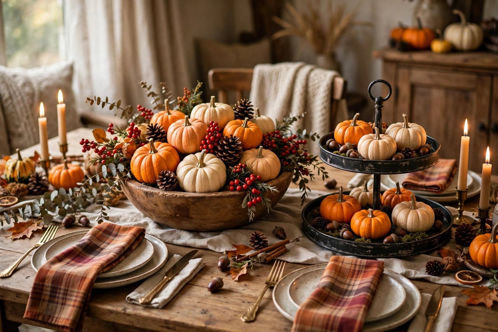 Dough bowl fall centerpiece