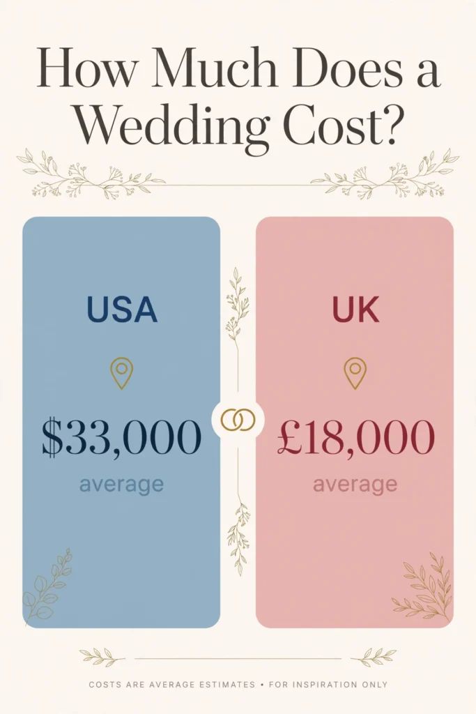 USA vs UK average wedding cost comparison 2026