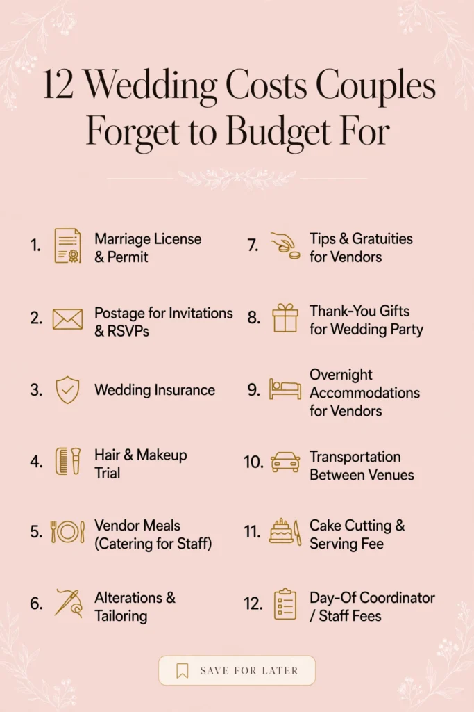 12 wedding costs couples forget to budget for