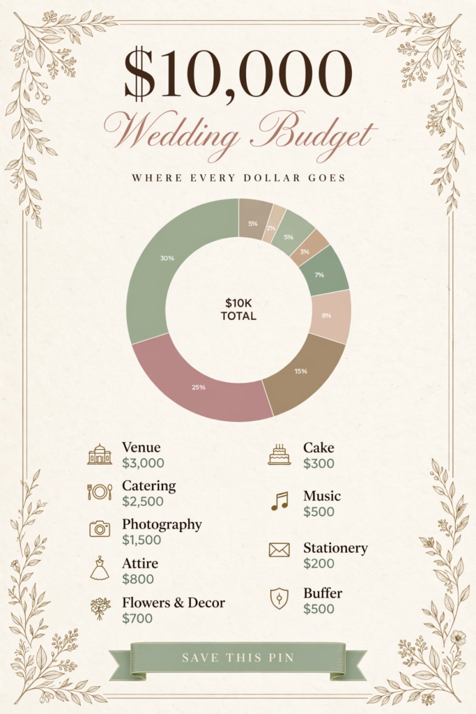 $10,000 wedding budget breakdown chart